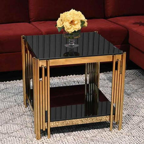 Luxury-Square-Black-Glass-Side-Table-With-Unique-Gold-Base-50cm