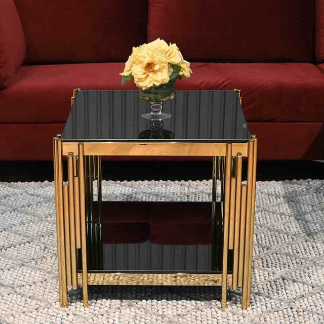 Luxury-Square-Black-Glass-Side-Table-With-Unique-Gold-Base-50cm