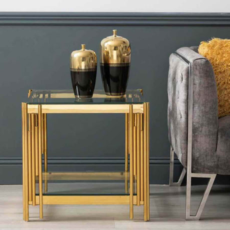 Luxury-Square-Glass-Side-Table-With-Unique-Gold-Base-50cm