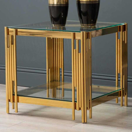 Luxury-Square-Glass-Side-Table-With-Unique-Gold-Base-50cm