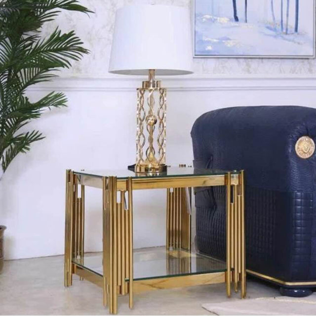 Luxury-Square-Glass-Side-Table-With-Unique-Gold-Base-50cm