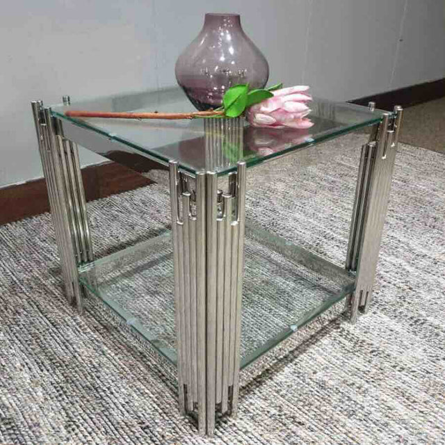 Luxury-Square-Glass-Side-Table-With-Unique-Metal-Base-50cm