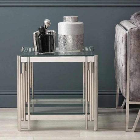 Luxury-Square-Glass-Side-Table-With-Unique-Metal-Base-50cm