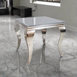 Modern-Square-Grey-Glass-Lamp-Table-Metal-Curved-Legs-60cm