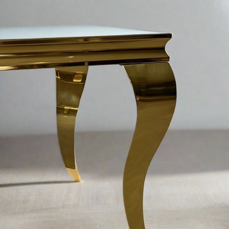 Luxury-Square-White-Glass-side-Table-Gold-Curved-Legs-60cm