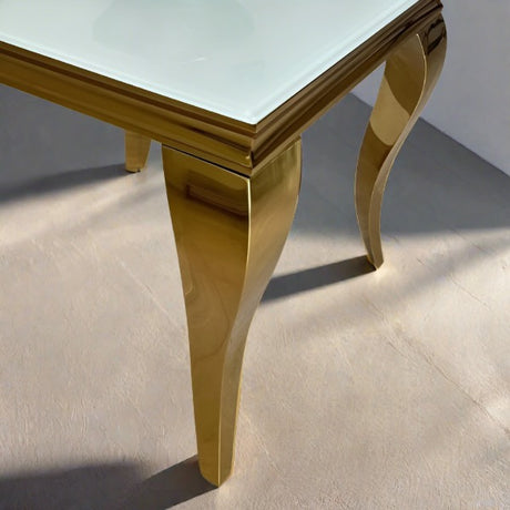 Luxury-Square-White-Glass-side-Table-Gold-Curved-Legs-60cm