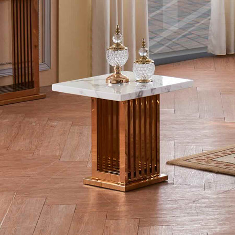 Luxury-Square-White-Marble-Top-Side-Table-With-Striated-Gold-Stainless-Steel-Base-50cm