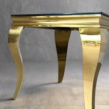 Luxury-Square-black-Glass-side-Table-Gold-Curved-Legs-60cm