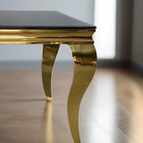 Luxury-Square-black-Glass-side-Table-Gold-Curved-Legs-60cm