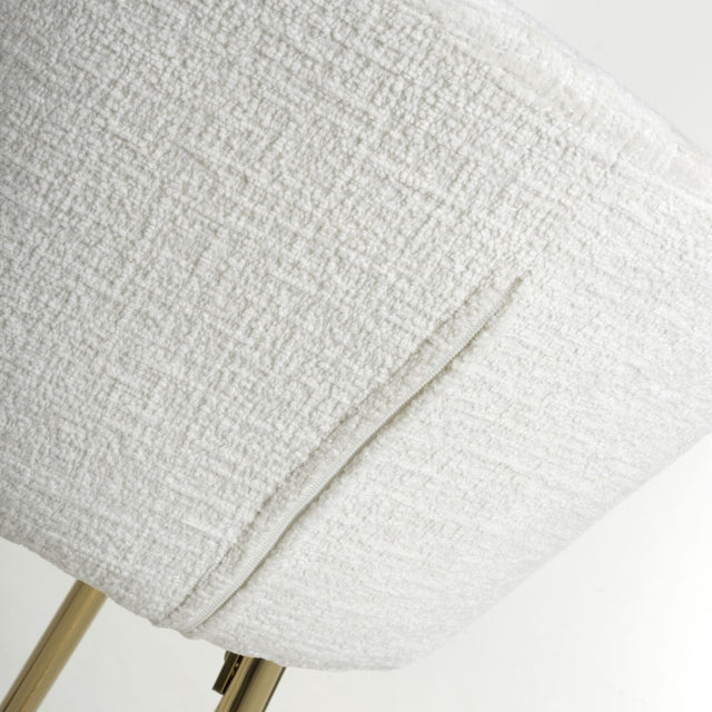 Ashton Luxury White Textured Fabric Bar Stool With Gold Base