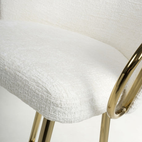 Ashton Luxury White Textured Fabric Bar Stool With Gold Base