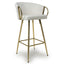 Ashton Luxury White Textured Fabric Bar Stool With Gold Base