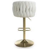 Remington Luxury White Textured Fabric Adjustable Bar Stool