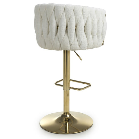 Remington Luxury White Textured Fabric Adjustable Bar Stool