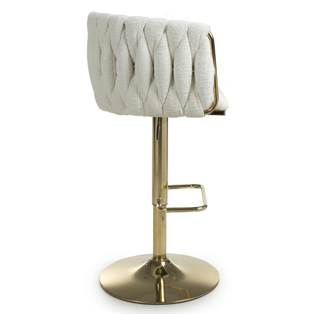 Remington Luxury White Textured Fabric Adjustable Bar Stool