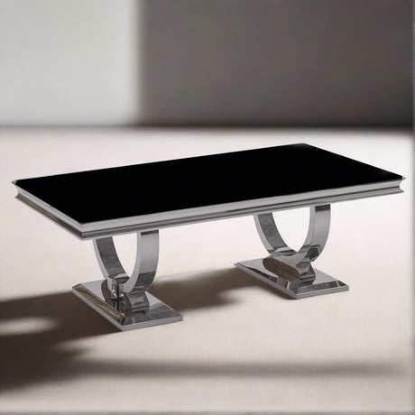 Luxury-black-glass-coffee-table-stainless-steel-base-130cm