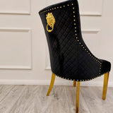 Luxury-black-velvet-lion-knocker-dining-chairs-gold-legs