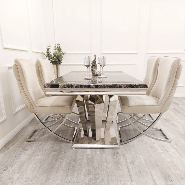      Luxury-cream-velvet-dining-chairs-chrome-cross-legs