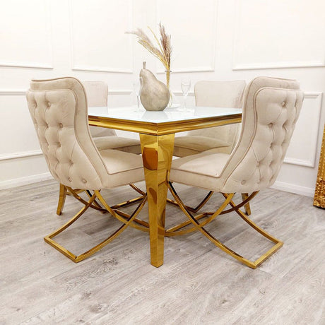 Luxury-cream-velvet-dining-chairs-gold-cross-legs