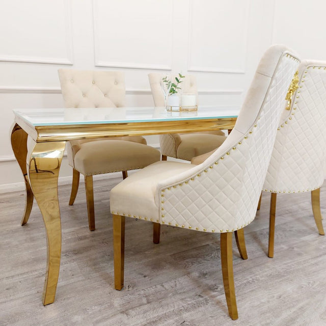 Luxury-cream-velvet-lion-knocker-dining-chairs-gold-legs