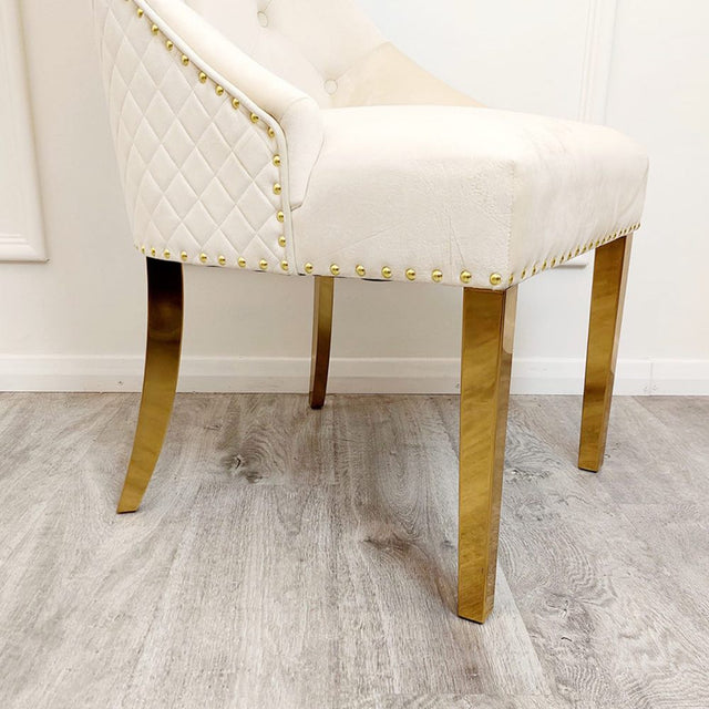 Luxury-cream-velvet-lion-knocker-dining-chairs-gold-legs