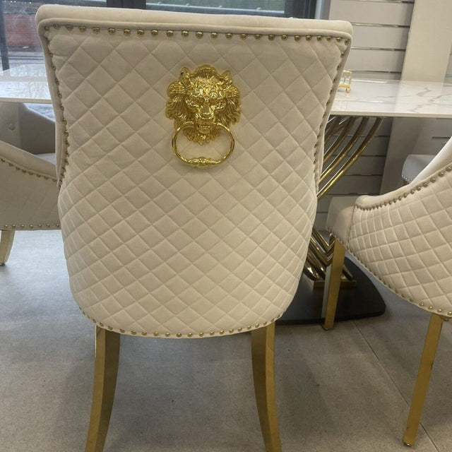 Luxury-cream-velvet-lion-knocker-dining-chairs-gold-legs