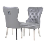 Luxury-light-grey-leather-dining-chairs-chrome-legs-knocker-back