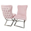 Luxury-pink-velvet-dining-chairs-chrome-cross-legs