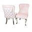 Luxury-pink-velvet-dining-chairs-chrome-legs-button-back