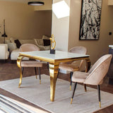 Luxury-square-white-glass-gold-dining-table-100cm-and-modern-open-back-velvet-dining-chairs-dining-table-set-for-4