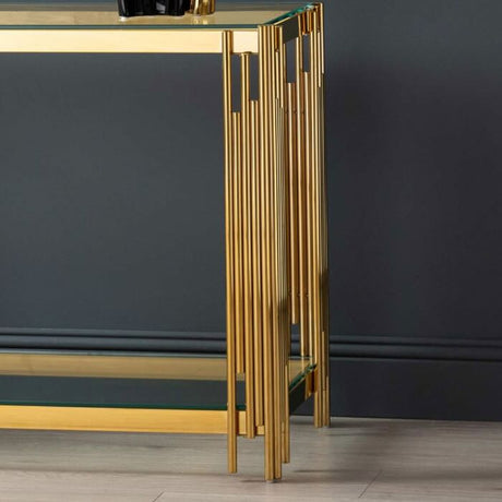 Luxury-tempered-black-glass-hallway-console-table-with-gold-stainless-steel-base