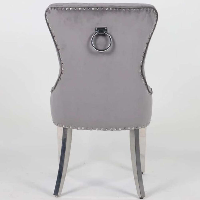 Bermondsey Plush Velvet Dining Chairs Set of 2 With Round Knocker Back