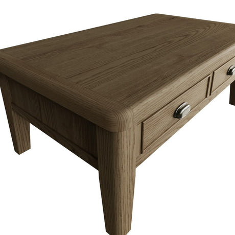 Nathan Rustic Rectangular Oak Wood Coffee Table With Storage