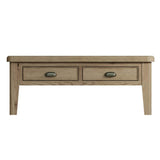 Nathan Rustic Rectangular Oak Wood Coffee Table With Storage