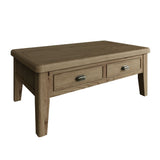 Nathan Rustic Rectangular Oak Wood Coffee Table With Storage