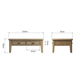 Nathan Rustic Rectangular Oak Wood Coffee Table With Storage