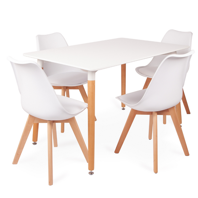 Minimalist-4-Seater-Rectangular-White-High-Gloss-Tabletop-Wooden-Legs-120cm