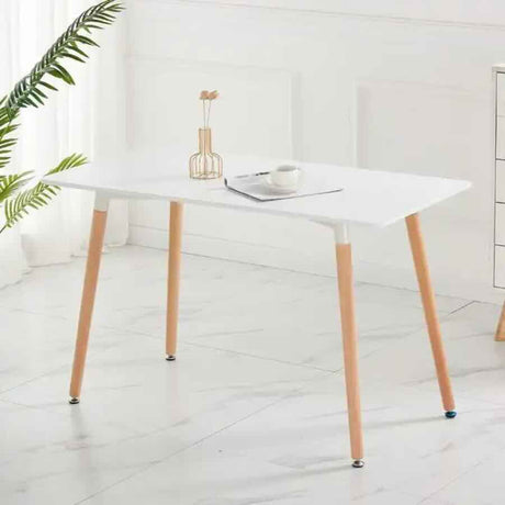 Minimalist-4-Seater-Rectangular-White-High-Gloss-Tabletop-Wooden-Legs-120cm