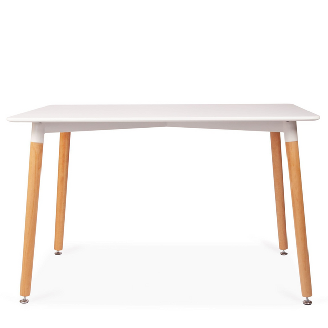 Minimalist-4-Seater-Rectangular-White-High-Gloss-Tabletop-Wooden-Legs-120cm