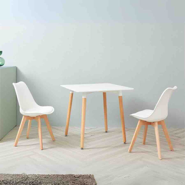 Minimalist-4-Seater-Square-White-High-Gloss-Tabletop-Wooden-Legs-80cm