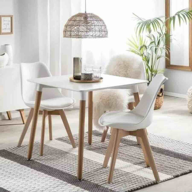 Minimalist-4-Seater-Square-White-High-Gloss-Tabletop-Wooden-Legs-80cm