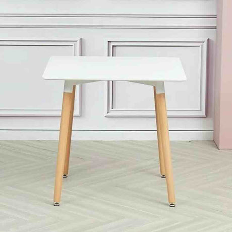 Minimalist-4-Seater-Square-White-High-Gloss-Tabletop-Wooden-Legs-80cm