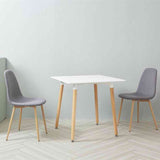 Minimalist-4-Seater-Square-White-High-Gloss-Tabletop-Wooden-Legs-80cm