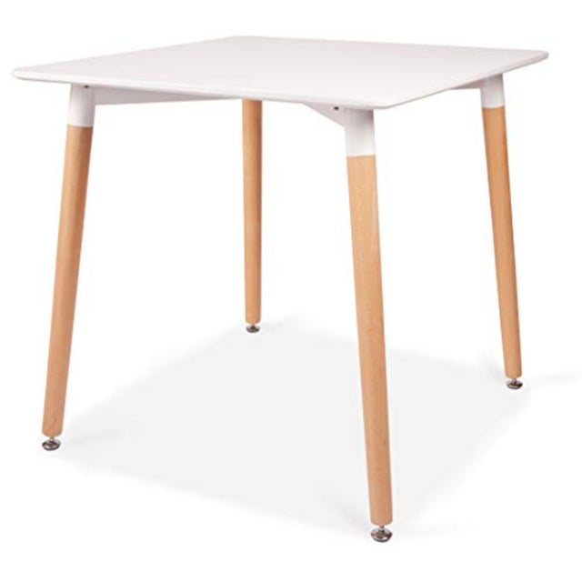 Minimalist-4-Seater-Square-White-High-Gloss-Tabletop-Wooden-Legs-80cm