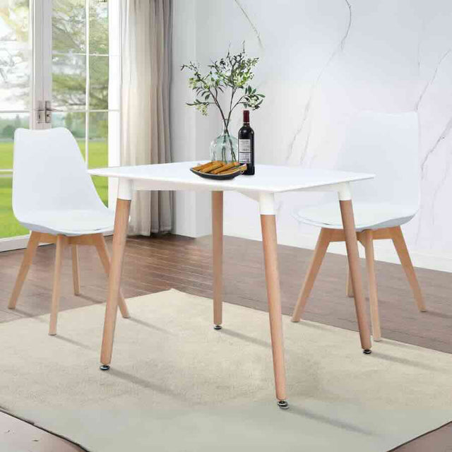 Minimalist-4-Seater-Square-White-High-Gloss-Tabletop-Wooden-Legs-80cm