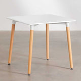 Minimalist-4-Seater-Square-White-High-Gloss-Tabletop-Wooden-Legs-80cm