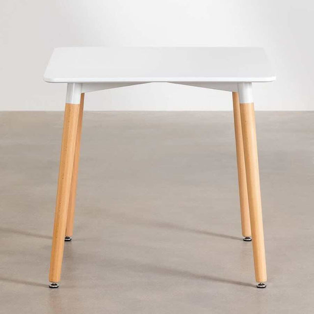 Minimalist-4-Seater-Square-White-High-Gloss-Tabletop-Wooden-Legs-80cm