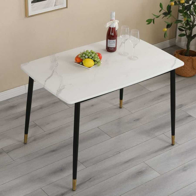 Minimalist-6-Seater-White-Marble-Dining-Table-Tabletop-Black-Metal-Legs-130cm