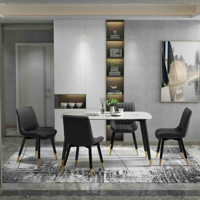 Beverley Modern 6 Seater Rectangular Marble Dining Table 130cm