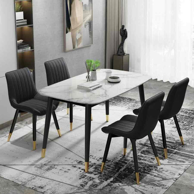 Beverley Modern 6 Seater Rectangular Marble Dining Table 130cm